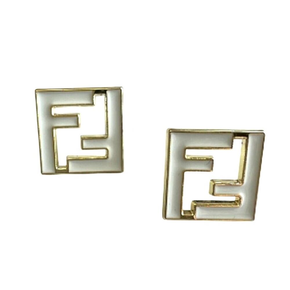 Forever FENDI Earrings Gold-coloured and white metal (FFXX018)
